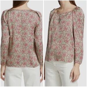 Joie Red and Cream Paisley Blouse Relaxed Fit